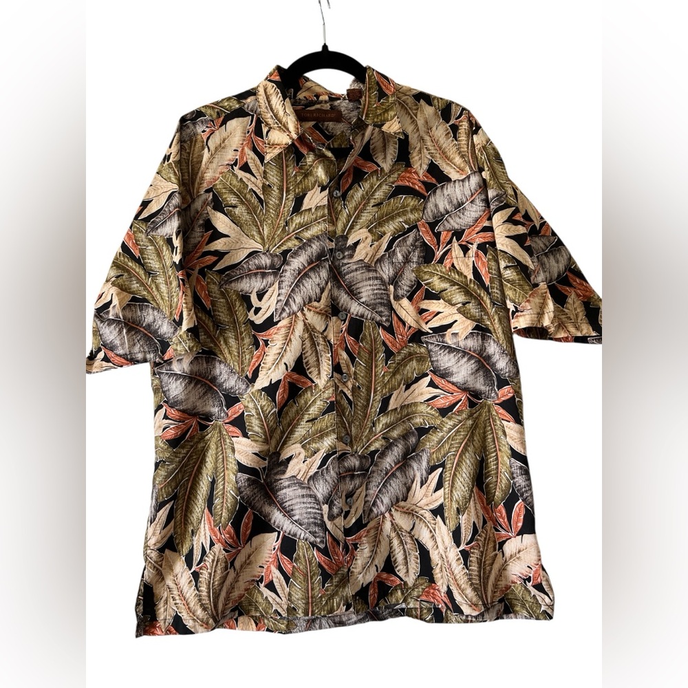 Tori Richard Large Cotton Lawn Hawaiian Shirt Made in USA Tropical Leaf Print - Picture 2 of 6